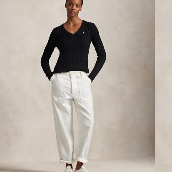 Lauren Ralph Lauren Sweaters - Lauren Ralph Lauren Cable Knit V-Neck Sweater – Navy (Size XL / 1X)